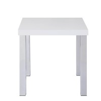 End Table, White High Gloss & Chrome