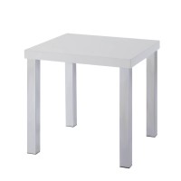 End Table, White High Gloss & Chrome
