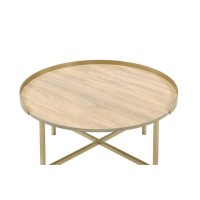 Coffee Table, Oak Table Top & Gold Finish