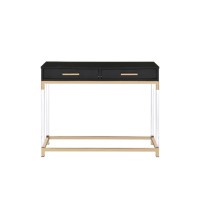 Console Table, Black & Gold Finish