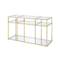Sofa Table, Clear Glass & Gold Finish