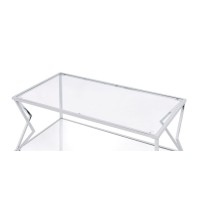 Coffee Table, Clear Glass & Chrome Finish