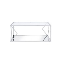 Coffee Table, Clear Glass & Chrome Finish