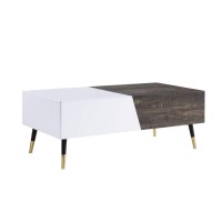 Coffee Table, White High Gloss & Rustic Oak