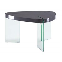 Coffee Table Gray High Gloss & Clear Glass
