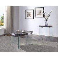Coffee Table Gray High Gloss & Clear Glass