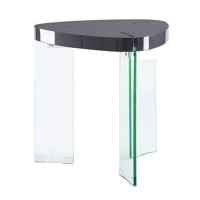 End Table Gray High Gloss & Clear Glass