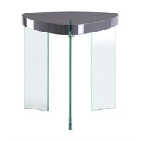 End Table Gray High Gloss & Clear Glass