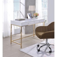 Ottey - Desk White High Gloss & Gold