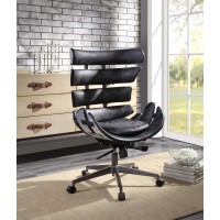 Megan - Office Chair Vintage Black Top Grain Leather & Aluminum