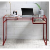 Desk, Red & Glass