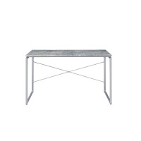Desk, Faux Concrete & Silver