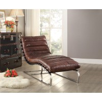 Qortini - Chaise Vintage Dark Brown Tgl & Stainless Steel