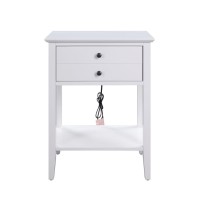 Accent Table (Usb Charging Dock), White