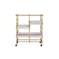 Serving Cart, Gold & White-Washed