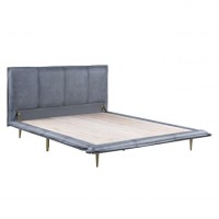 Bd00559Q Queen Bed, Gray Top Grain Leather - Metis ( 1Set/3Ctn )