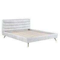 Bd00565Q Queen Bed - Vintage White Top Grain Leather, Doris (1Set/3Ctn)