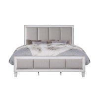 Acme Katia California King Bed, Gray Linen & White Finish