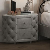 Bd01063 Nightstand, Gray Velvet - Perine ( 1Pc/1Ctn )