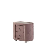 Acme Salonia Nightstand, Pink Velvet