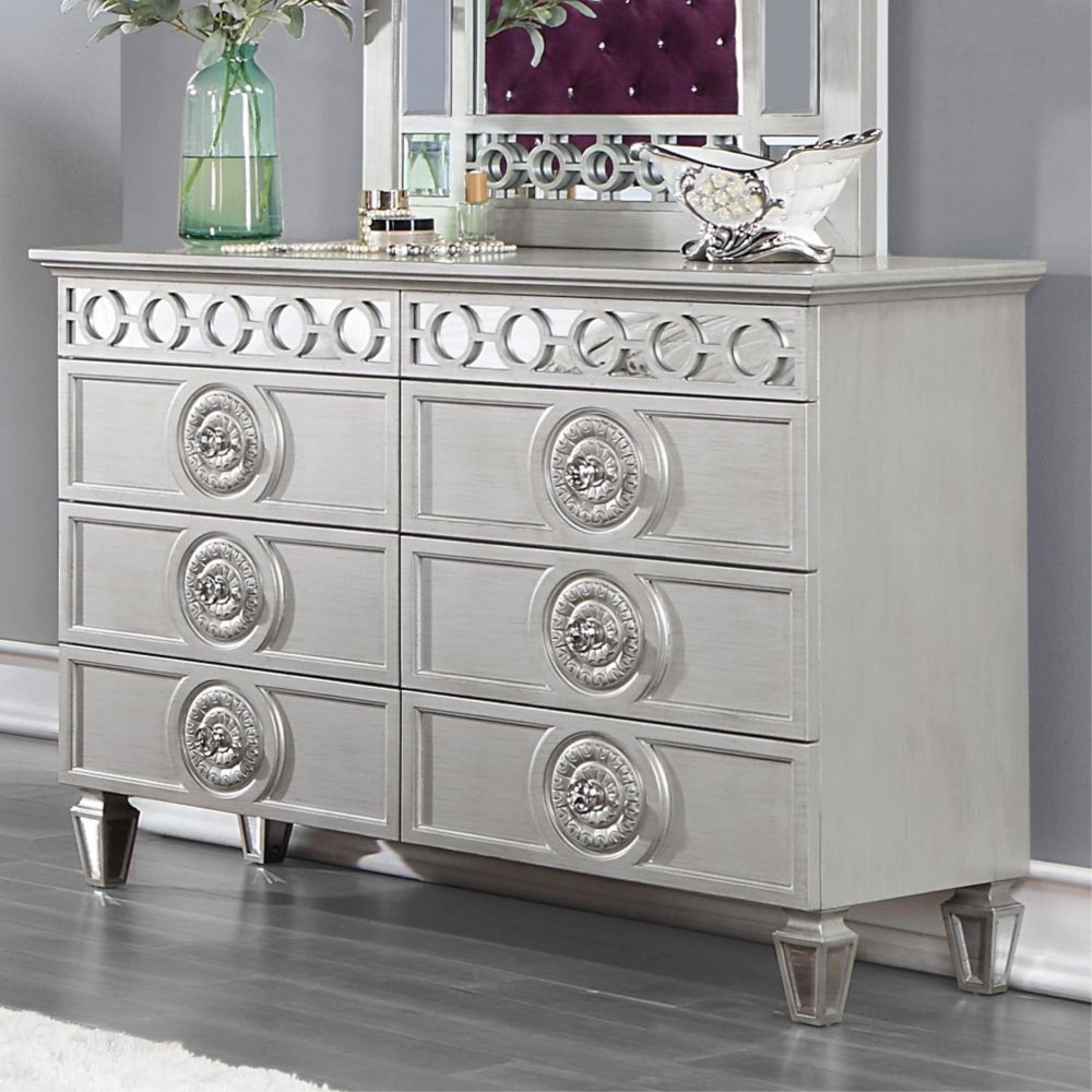 Acme Varian Dresser, Silver & Mirrored Finish