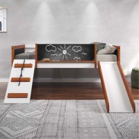 Bd01409 Twin Loft Bed W/Slide - Cherry Oak & White Finish, Aurea (1Set/2Ctn)