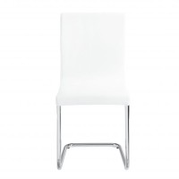 Dn00733 Side Chair (Set-2), White Pu & Chrome Finish - Palton ( 2Pc/1Ctn )