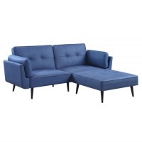 Lv00823 Adjustable Sofa & Ottoman - Blue Fabric, Nafisa (1Set/2Ctn)