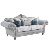 Lv01112 Sofa W/8 Pillows, Light Gray Linen & Platinum Finish - Pelumi ( 1Pc/1Ctn )