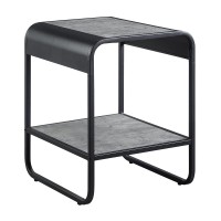 Lv01146 - End Table, Concrete Gray & Black Finish - Raziela