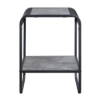 Lv01146 - End Table, Concrete Gray & Black Finish - Raziela