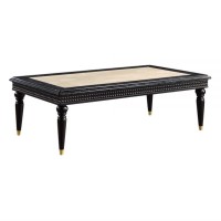 Lv01158 Coffee Table W/Marble Top, Marble Top & Black Finish - Tayden ( 1Pc/1Ctn )