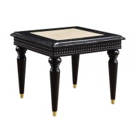 Lv01159 End Table W/Marble Top, Marble Top & Black Finish - Tayden ( 1Pc/1Ctn )