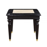 Lv01159 End Table W/Marble Top, Marble Top & Black Finish - Tayden ( 1Pc/1Ctn )