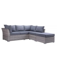 Ot01092 Patio Sectional & Cocktail Table W/Storage - Gray Fabric & Gray Finish, Laurance (1Set/2Ctn)