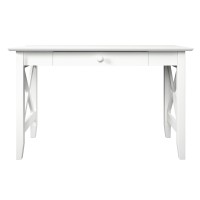 X Design Desk With Drawer & Charging Station In White