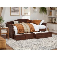 Afi Acadia Twin Wood Daybed With Set Of 2 Drawers In Walnut
