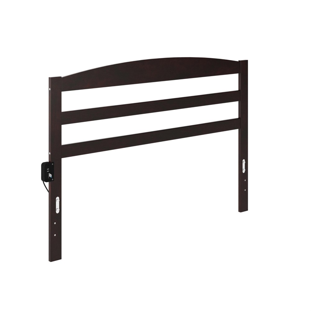 Warren, Arched Horizontal Slat Wood Headboard, Queen, Espresso