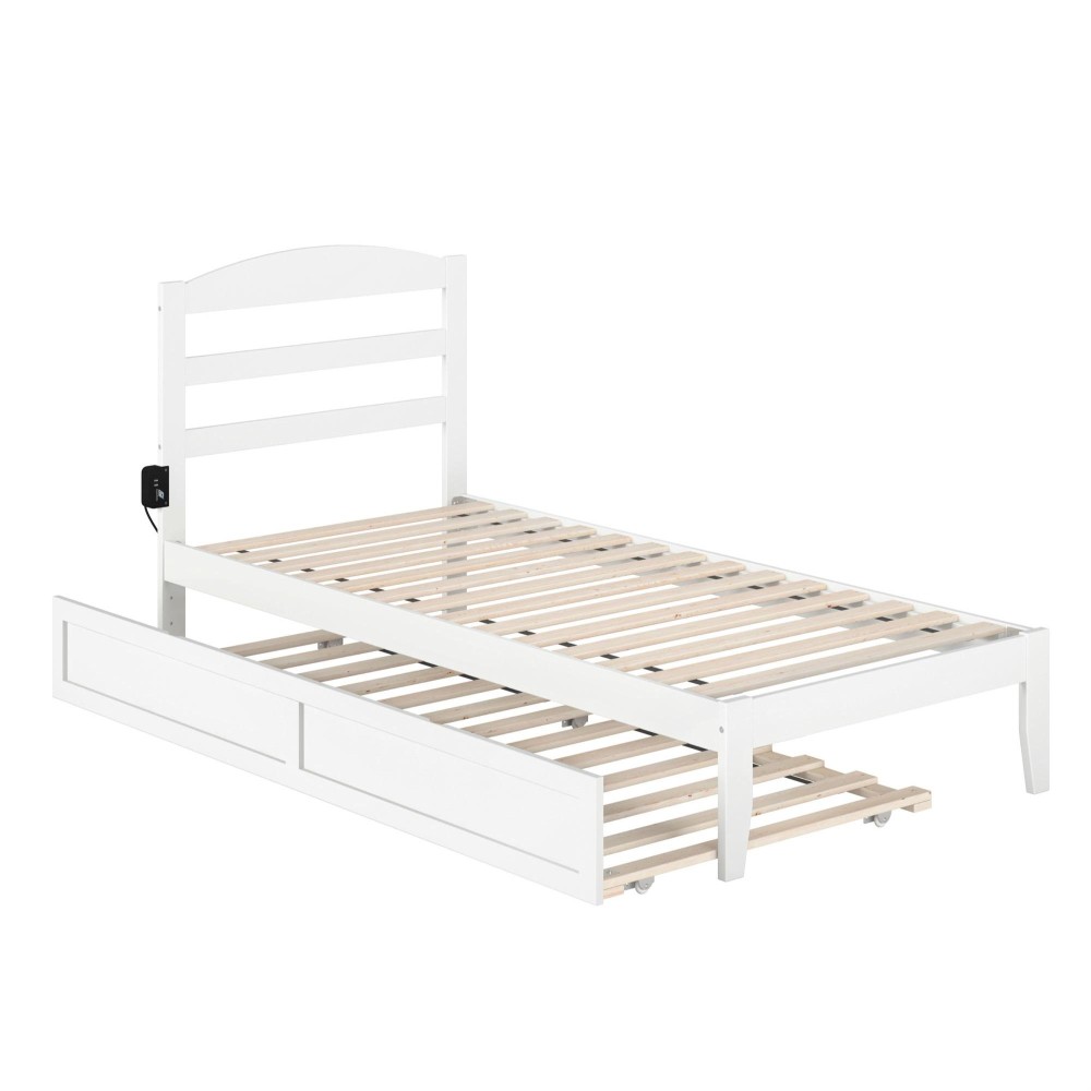 Warren Twin Extra Long Bed With Twin Extra Long Trundle In White