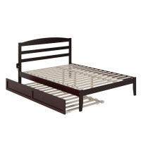 Warren, Solid Wood Platform Bed With Twin Xl Trundle, Queen, Espresso