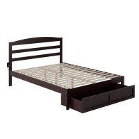 Warren, Solid Wood Platform Bed With Foot Drawer, Queen, Espresso