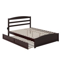 Warren, Solid Wood Platform Bed With Footboard And Twin Xl Trundle, Queen, Espresso