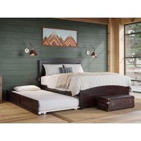 Warren, Solid Wood Platform Bed With Footboard And Twin Xl Trundle, Queen, Espresso