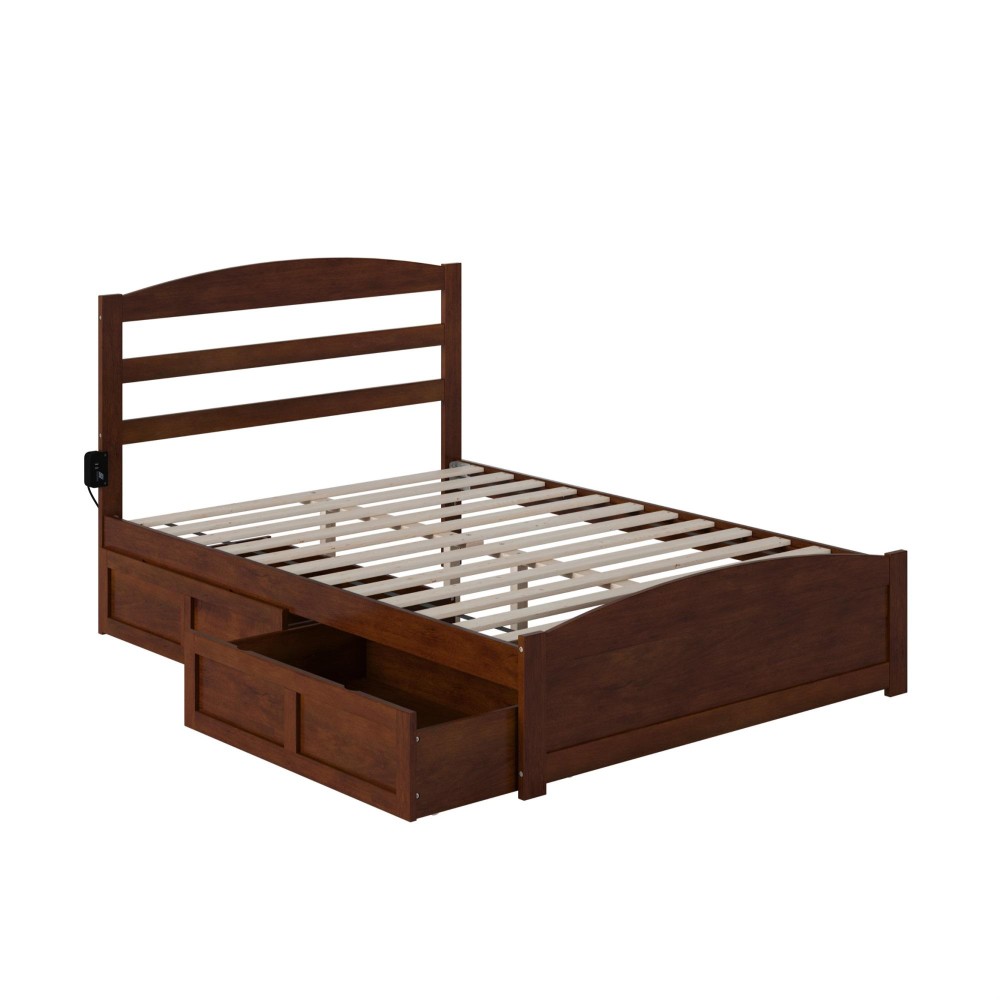Warren Full Bed With Footboard And 2 Drawers In Walnut