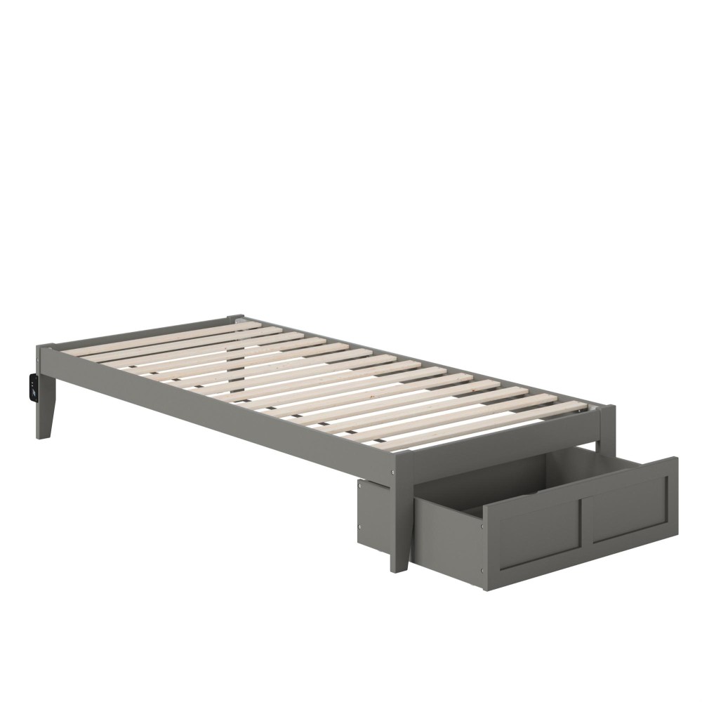 Colorado Twin Extra Long Bed With Foot Drawer And Usb Turbo Charger In Grey