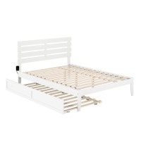 Oxford Queen Bed With Usb Turbo Charger And Twin Extra Long Trundle In White
