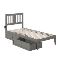 Tahoe Twin Extra Long Bed With Usb Turbo Charger And 2 Extra Long Drawers In Grey