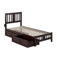 Tahoe Twin Extra Long Bed With Footboard And 2 Drawers In Espresso