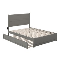 Noho Queen Bed With Footboard And Twin Extra Long Trundle In Grey