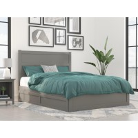 Noho Queen Bed With Footboard And Twin Extra Long Trundle In Grey
